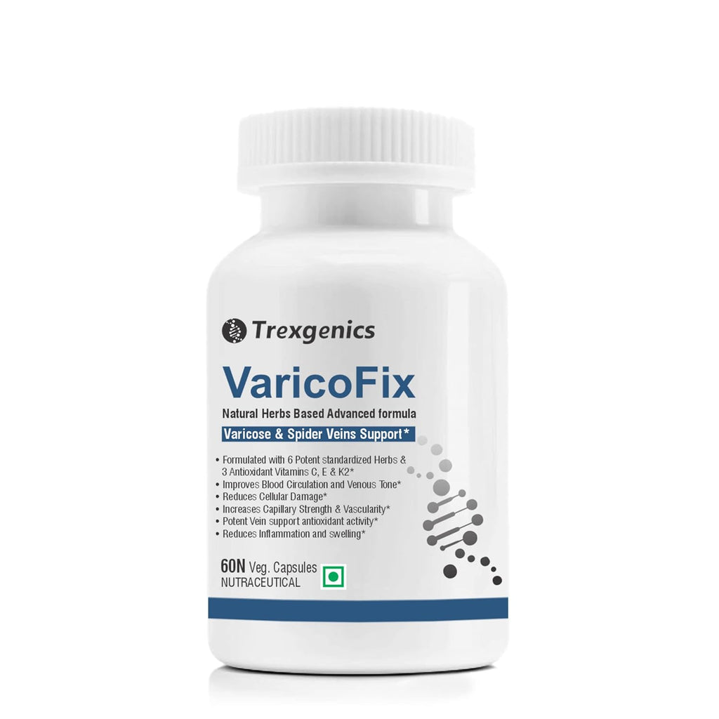 Trexgenics VaricoFix Complete Varicose Veins & Blood Circulation Support Natural Herbs & Vitamins Complex (60 Veg. Capsules)