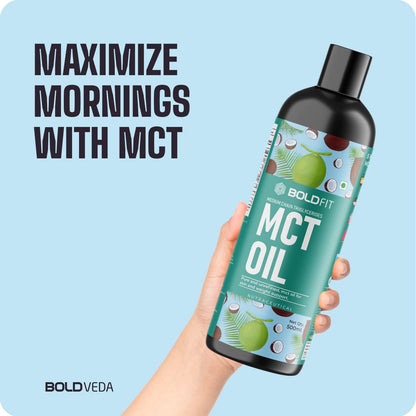 Boldfit MCT Oil C8 C10 Vegan Coconut Derived MCT for Keto and Paleo Friendly Cold Pressed Oil Supports Energy, Metabolism, Gut and Brain Function –500ml