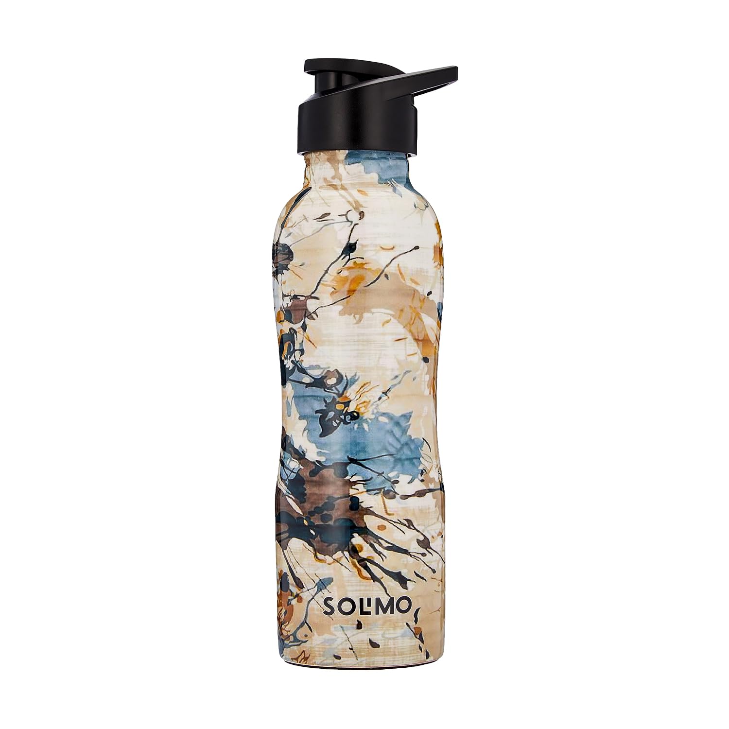 Solimo Copper Meenakari Printed Bottle with Sipper, 950 ml, White