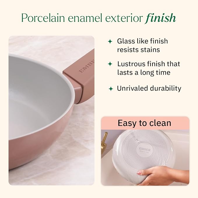 Ember Cookware Arcilla Ceramic Non-stick Frying Pan 24cm | Matching Handle | Florence Series | Grey