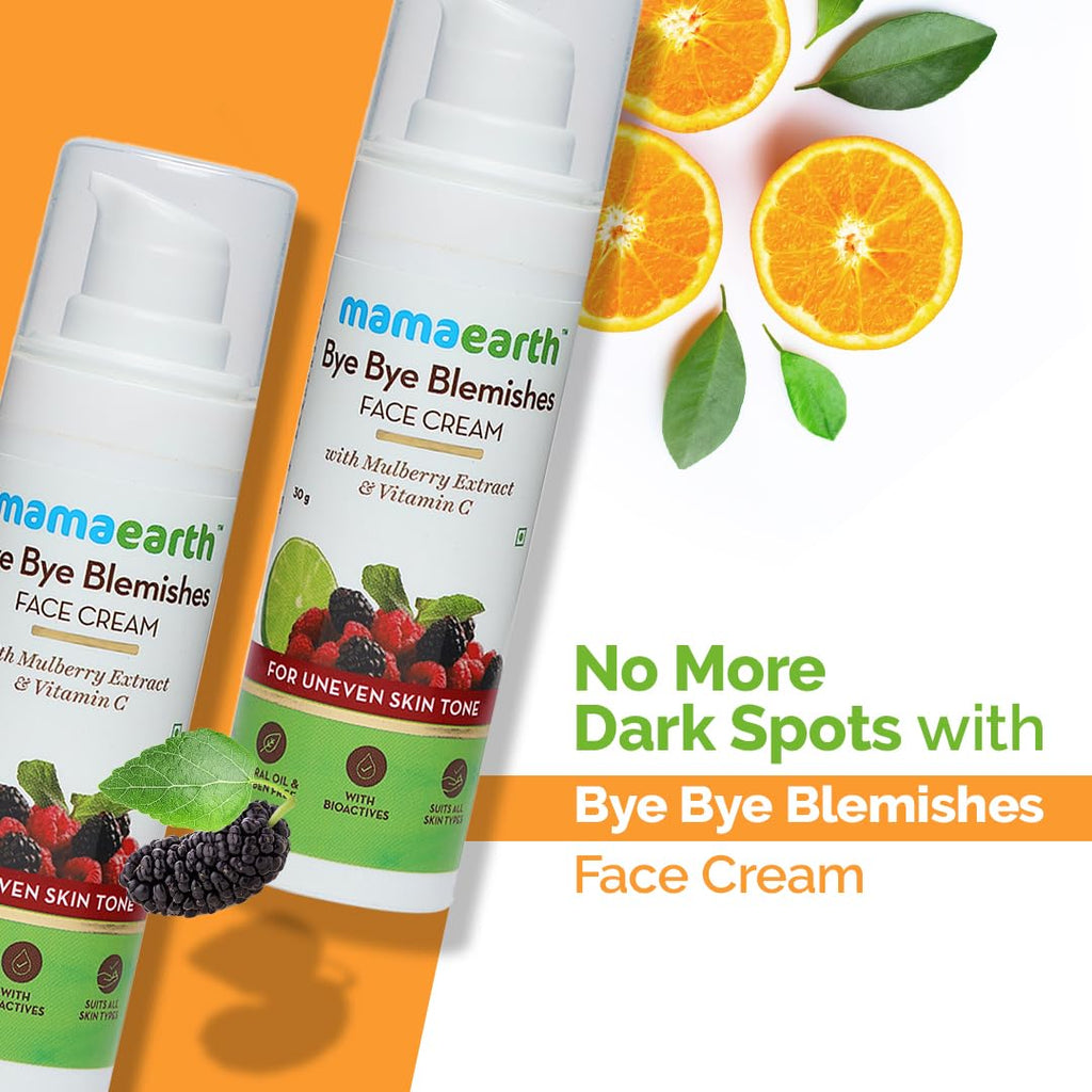 Mamaearth Bye Bye Blemishes* Face Cream, For Pigmentation & Blemish Removal, With Mulberry Extract & Vitamin C - 30 g