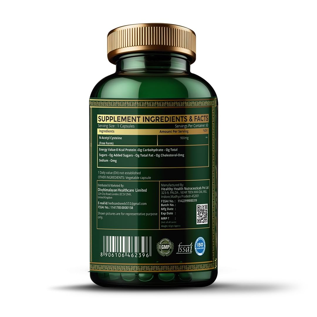 Simply Herbal N-Acetyl L-Cysteine (NAC) 900mg - 60 Capsules - Antioxidant Support and Amino Acid Supplement