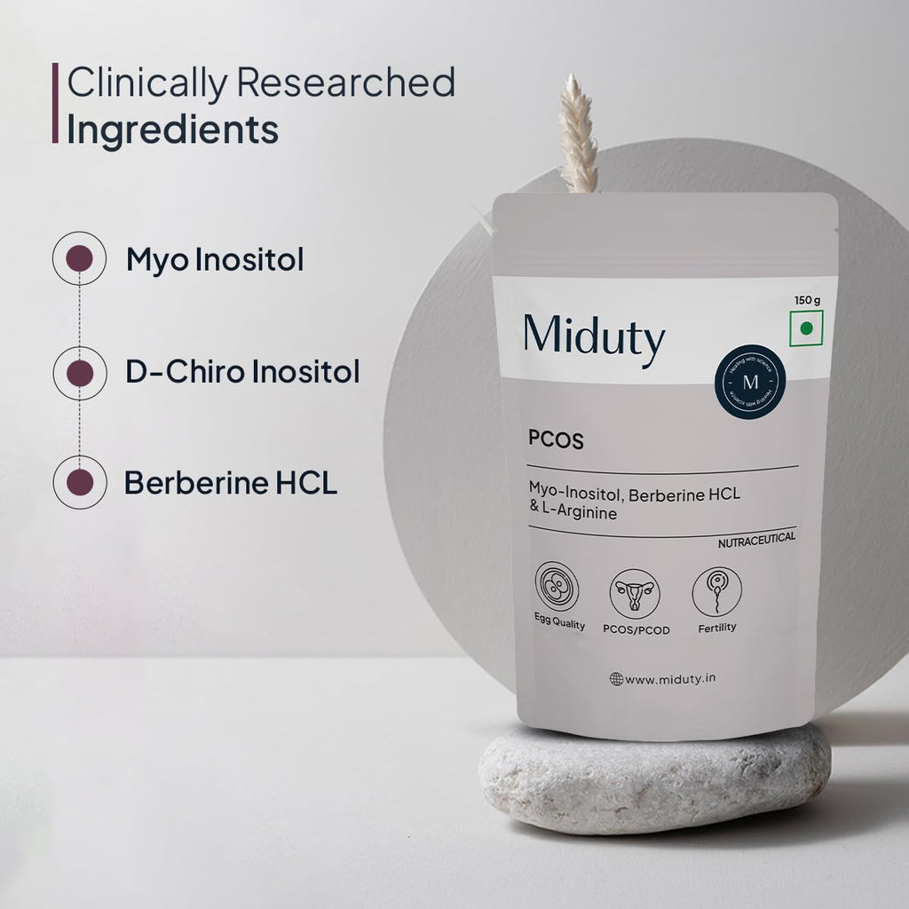 Miduty by Palak Notes PCOS Powder Myo Inositol and D Chiro Inositol PCOD, PCOS Women Support, Menstrual Cycle and Irregular Periods - 150g