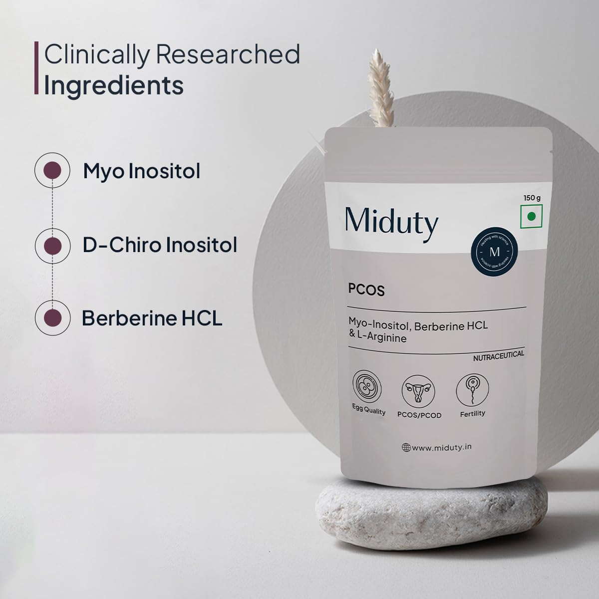 Miduty by Palak Notes PCOS Powder Myo Inositol and D Chiro Inositol PCOD, PCOS Women Support, Menstrual Cycle and Irregular Periods - 150g
