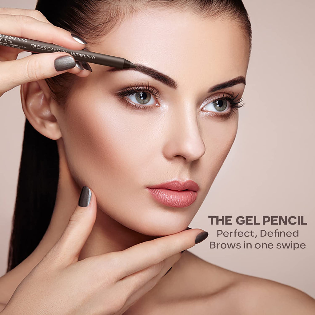 FACES CANADA Ultime Pro Eyebrow Defining Pencil - Tan 01, 1.2 g | Gel Gliding, Long Lasting Color Pay Off | Natural Looking Brows | With Spoolie Brush | Waterproof, Transferproof & Smudgeproof