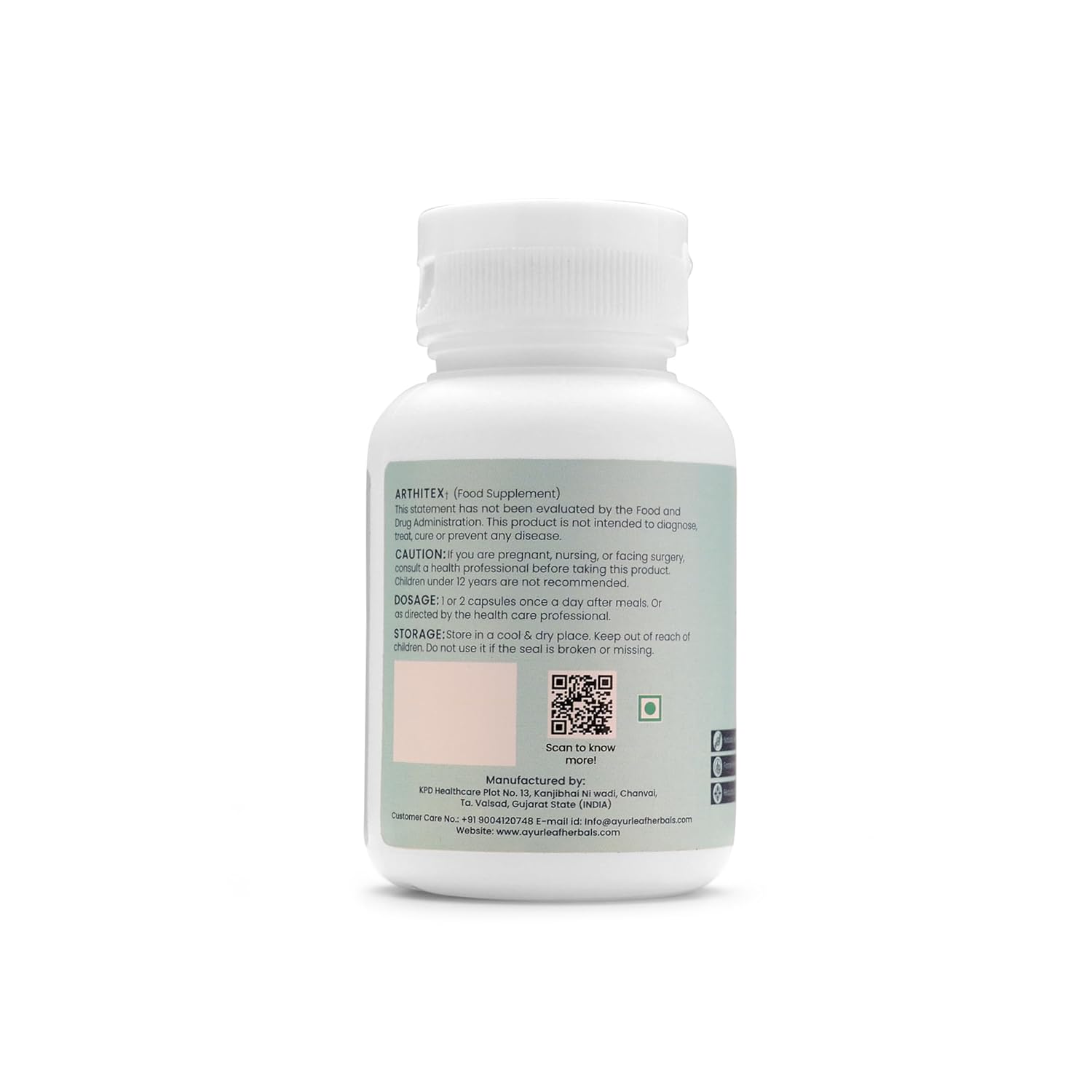 Ayurleaf Herbals- Arthitex Extract Blended Capsules 450 Mg 60 Veggie Capsules for Men and Women