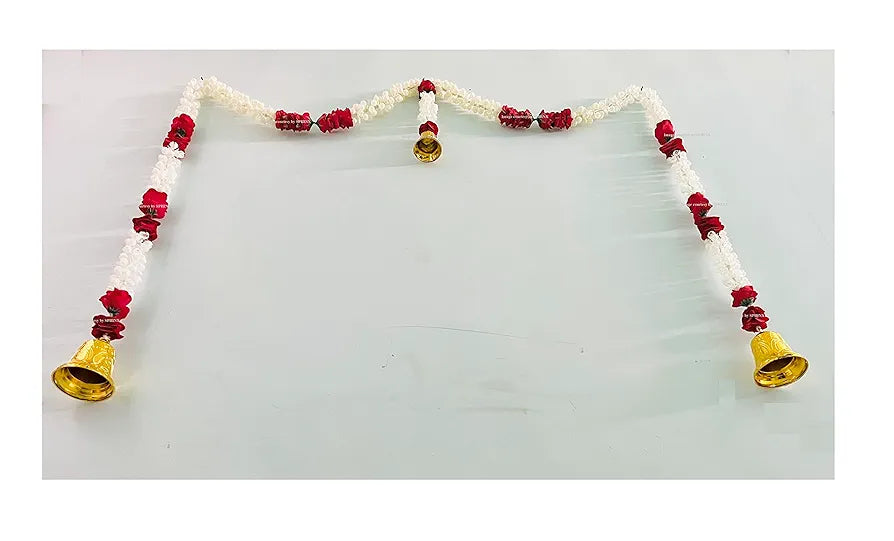 Artificial Jasmine and Roses Door Toran Singel Line with Bells