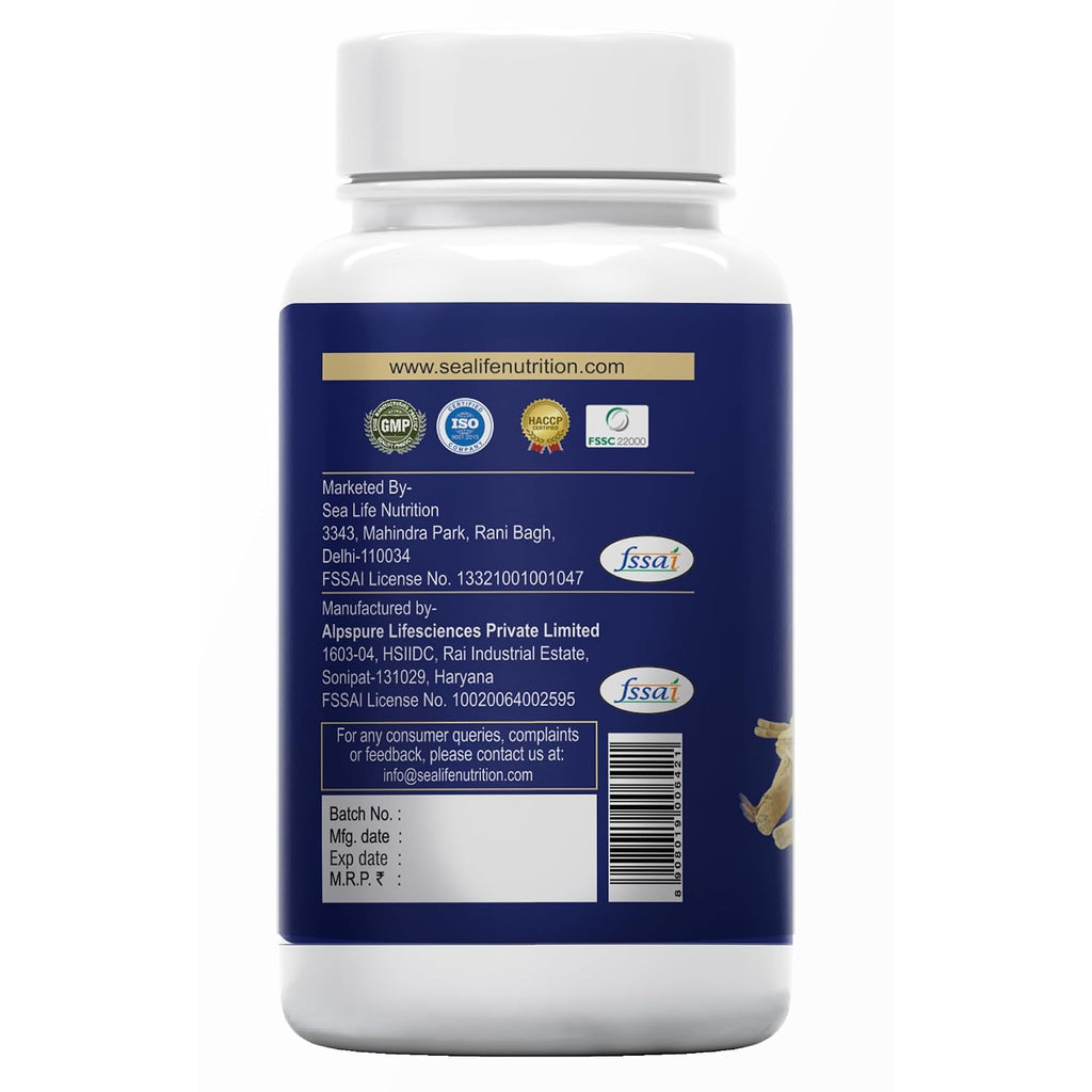 Sea Life Ashwagandha Extract (60 Tablets) 100% Natural Ashwagandha | Stress Relief | Help to Reduced fatigue | Immunity Booster