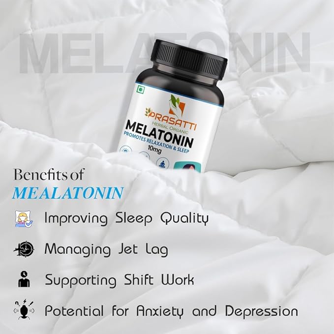 Prasatti Herbal Organic Plant Based Melatonin 10 Mg Capsules  60 Veg Caps