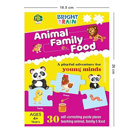 The Book Tree Animals Family Food Puzzle - 20+ Piece Jigsaw Puzzle for Preschoolers Educational Toy