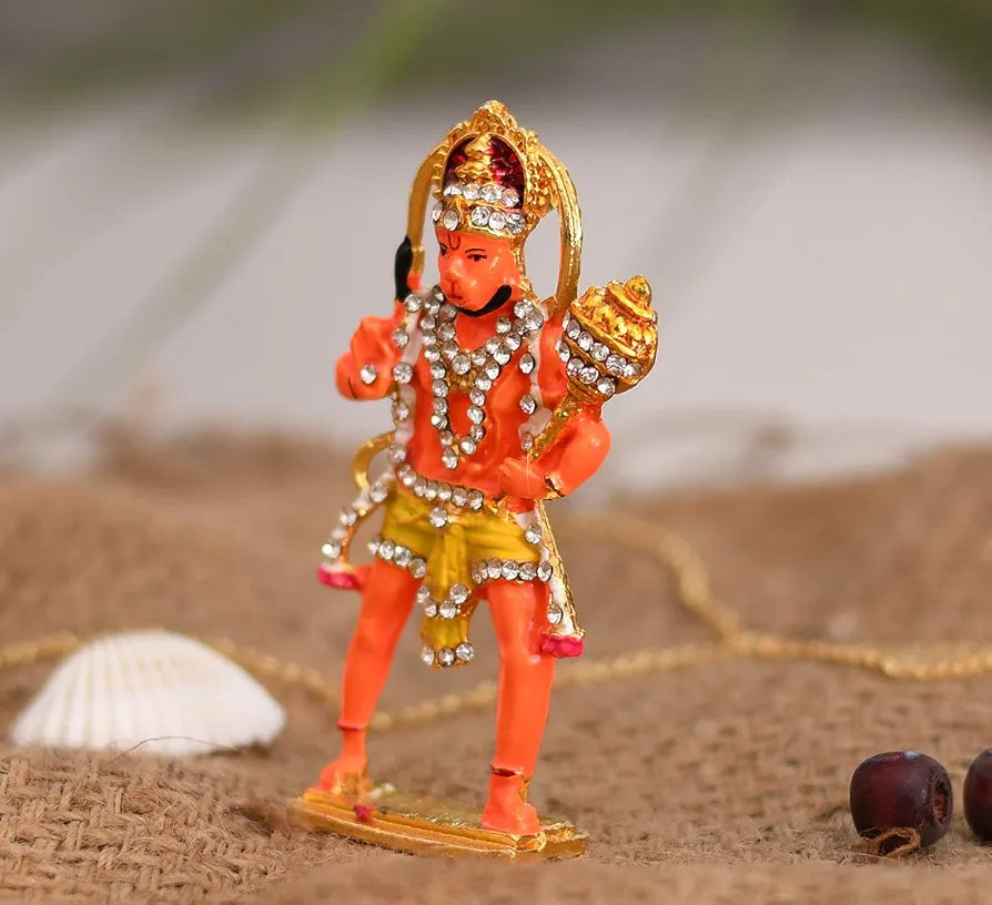 Collectible India Gold Plated Lord Hanuman Car Dashboard God Idol Hanuman Murti