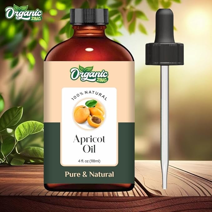 Organic Zing Apricot Oil Pure & Natural for Skin, Face, Hair Care, Aromatherapy, Diffuser, Conditioner - 118 Ml