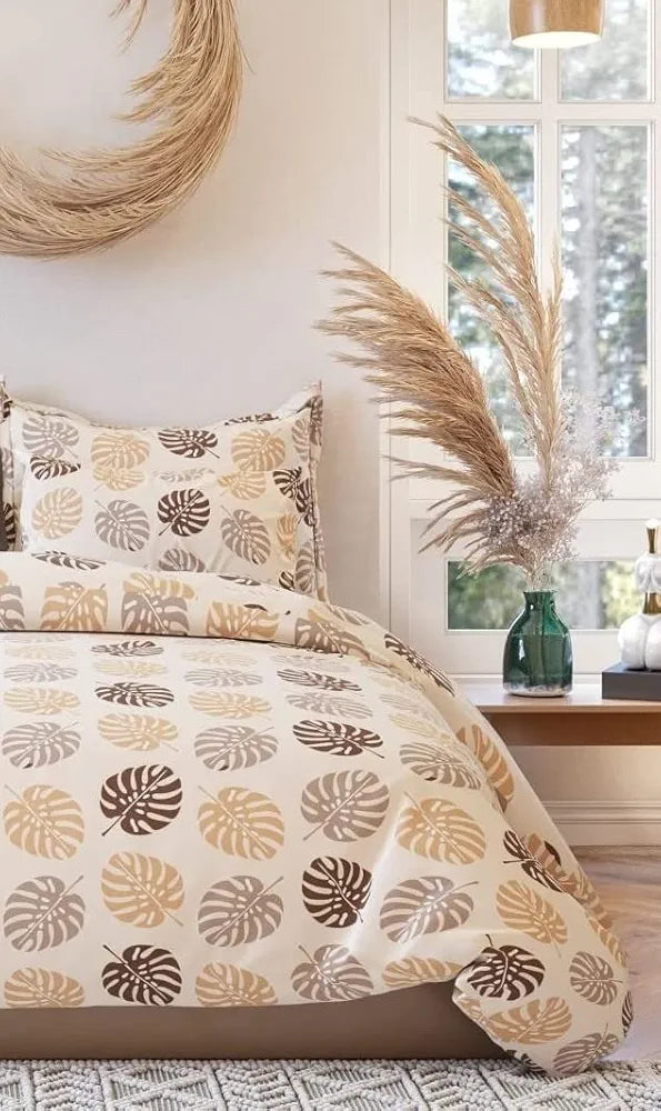 The Home Style Cotton Elastic 400 Threadcount Fitted All Around Printed King Size Double Bed Bedsheet Wih 2 Pillow Cover Twilight Hush