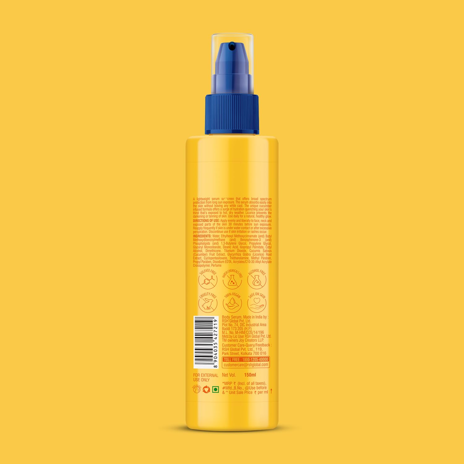 Joy Hello Sun Skin Brightening Body Sunscreen Lotion SPF 35 (150ml) | UVA + UVB Protection | Tan Control and Brightening | Lightweight, Fast Absorbing & Zero White Cast | For All Skin Types