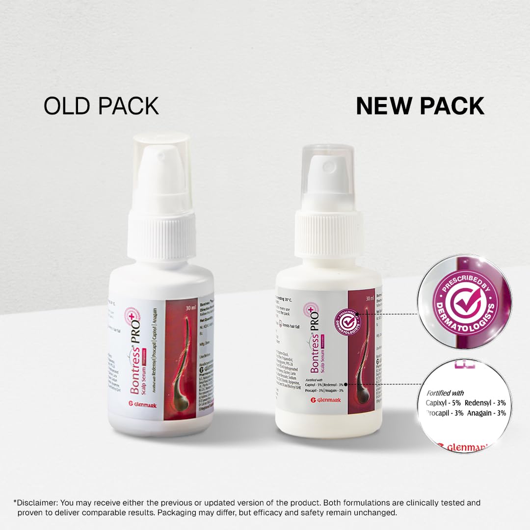 Bontress PRO+ Scalp Serum | Powered by Pro Active Peptides – 5% Capixyl, 3% Redensyl, 3% Anagain, 3% Procapil | Dermat recommended Hair Growth Serum | 94% Users Reported Hair Growth in 28 Days | 30ml