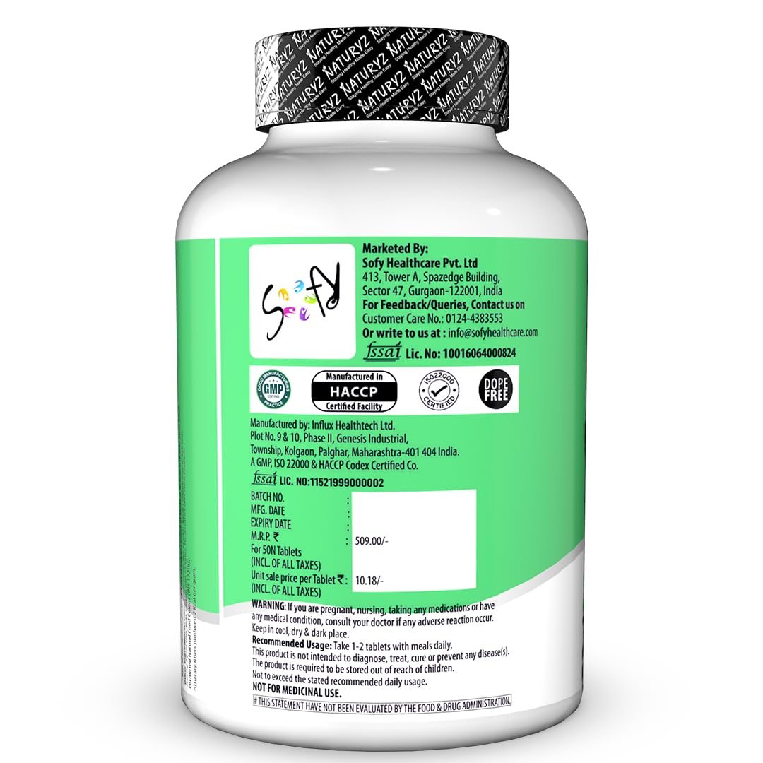 NATURYZ Triple Strength Probiotic 50 Billion CFU with Prebiotic 600 mg Chicory Root | 22 Nutrients for Gut Health | Supports Digestion, Constipation, Diarrhea, Gas & Bloating | No Refrigeration | 50 Tablets