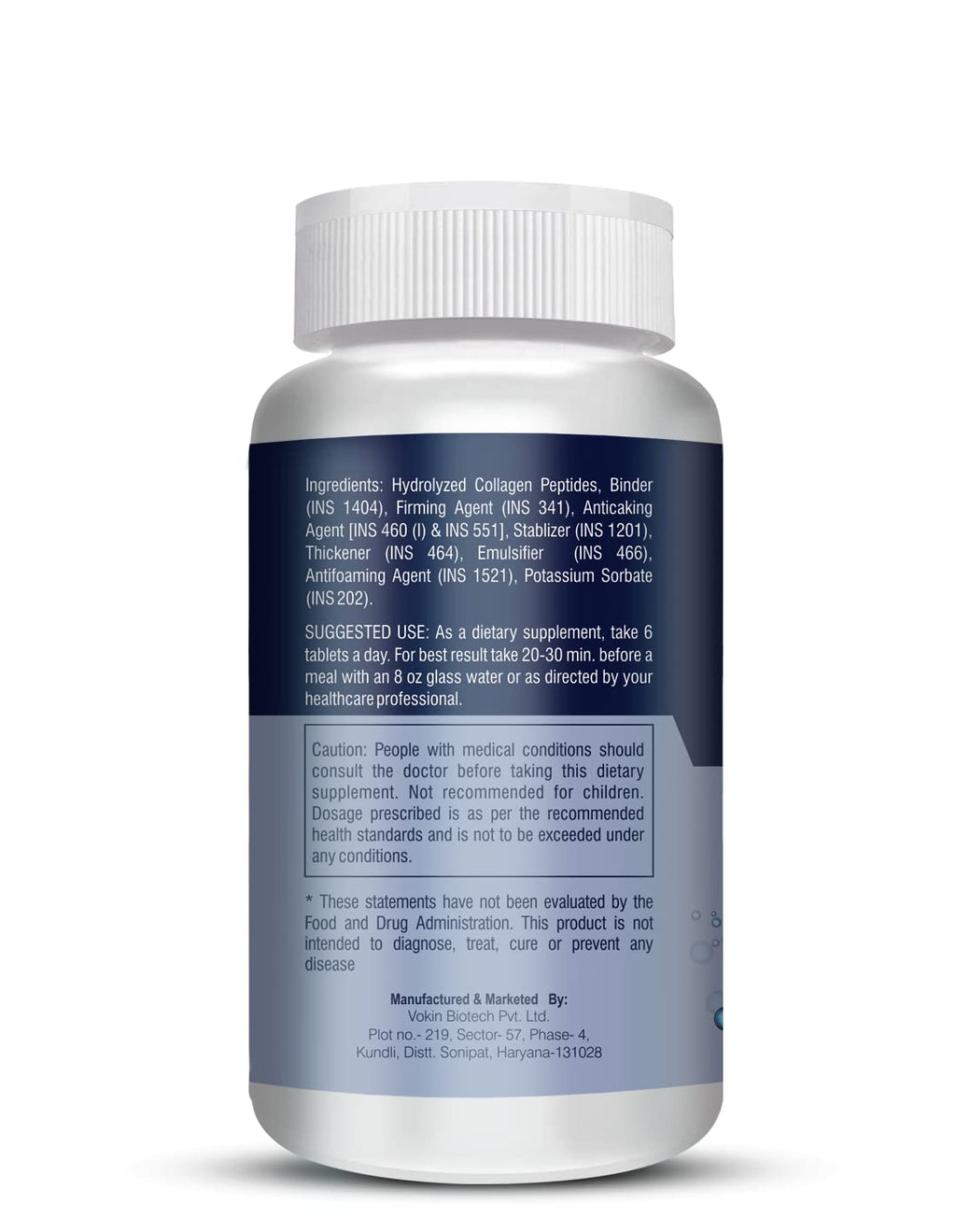 Vokin Biotech Hydrolyzed Collagen Peptides 6000 Mg With Type 1 & 3 Supports Skin,Hair,Nails & Joints (180 Capsule),1 Count