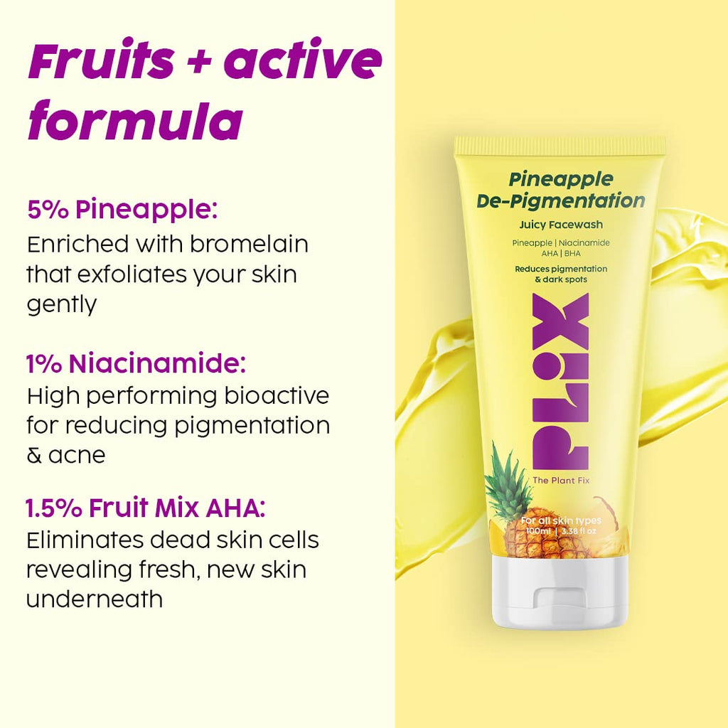 PLIX - THE PLANT FIX 5% Pineapple Foaming Face Wash -100ml And Serum-30ml  Combo