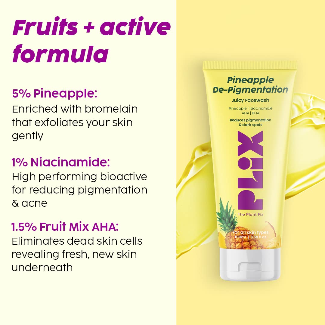PLIX - THE PLANT FIX 5% Pineapple Foaming Face Wash -100ml And Serum-30ml  Combo