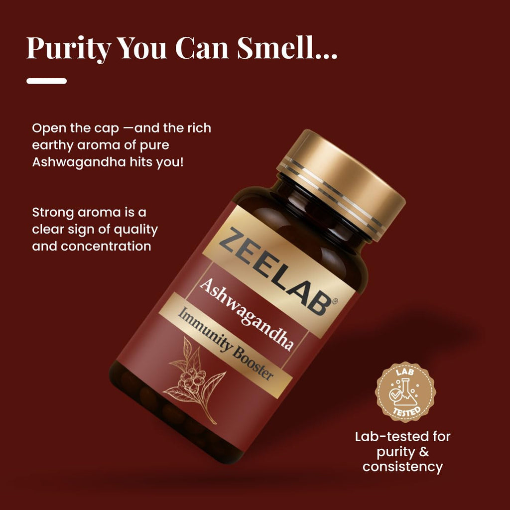 Zeelab Ashwagandha 100 Capsules | Pure Herbs, Immunity and Stamina Booster Capsules | Support Strength & Energy | Stress Relief Supplements For Men & Women