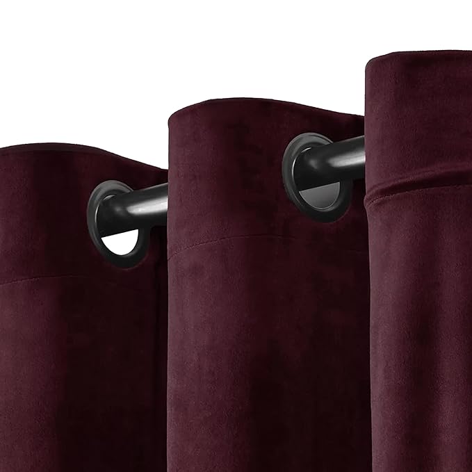 Stoa Paris Curtain for Home Single pc PatternedVelvet Curtain for Window Colour Vintage Rose