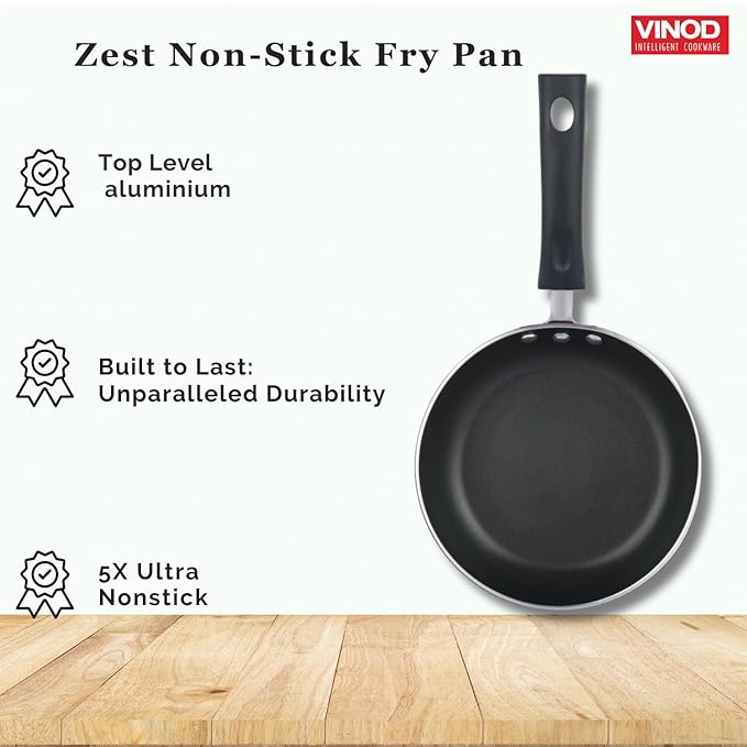 Vinod Zest Inducto Aluminium Non Stick Frypan - 26 cm | 3mm Extra Thick | 3 Layer Coating