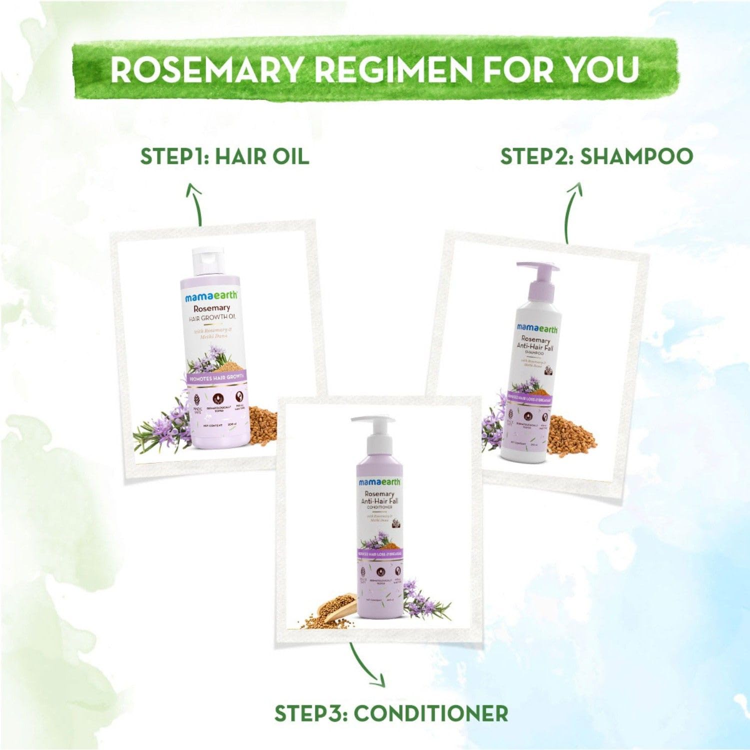 Mamaearth Rosemary & Methi Dana Hair Oil - Promotes Growth, Controls Fall, Strengthens & Stimulates New Growth | 200 ml
