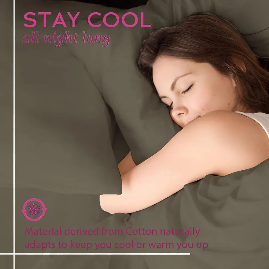 Trance Home Linen Premium 300 TC Pure 100% Cotton King Fitted Bedsheet with 2 Pillow Solid Covers Colour Mocha