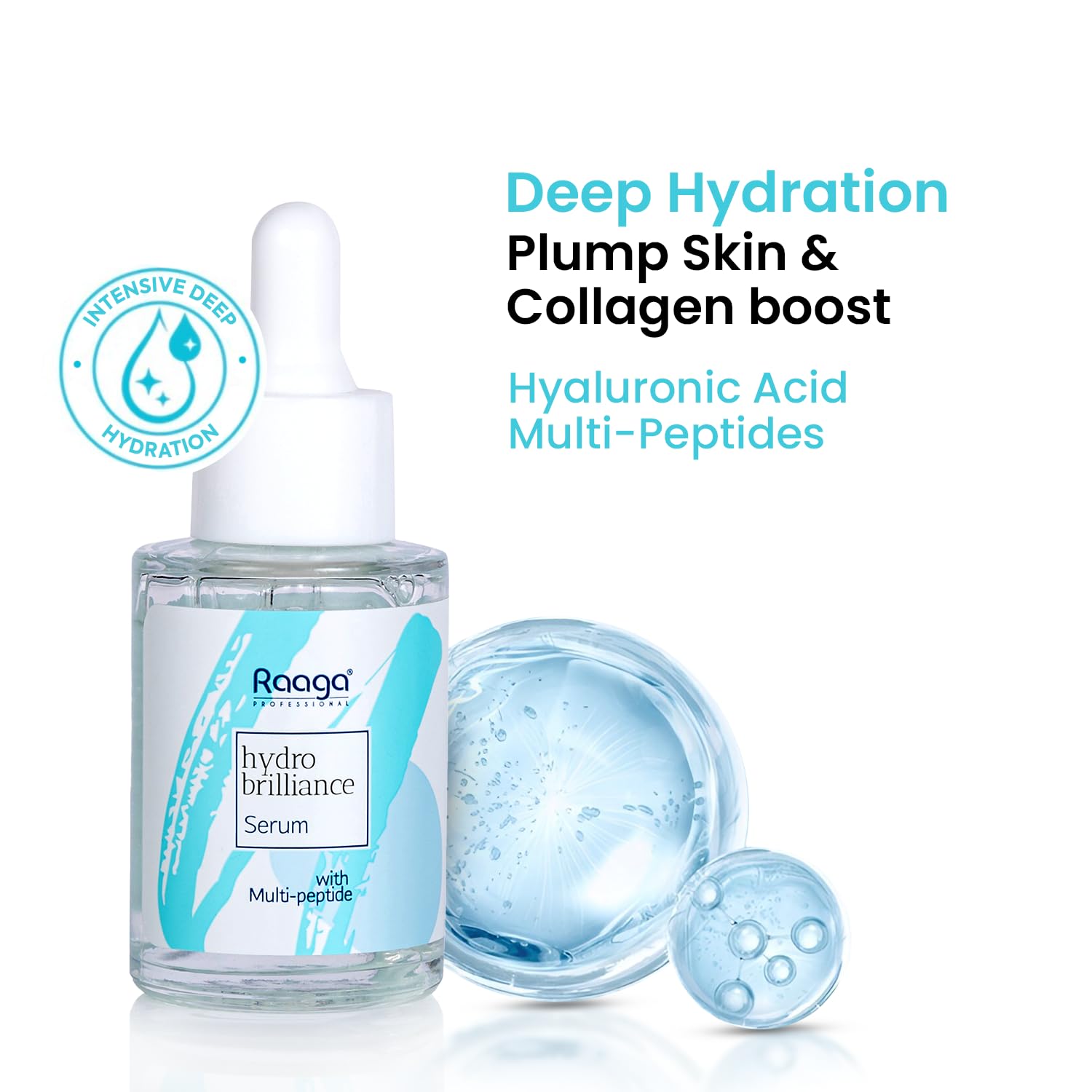 Raaga Professional Hydro Brilliance Serum with Multi-Peptide | Paraben Free, Sulphate Free, Dermatologically Tested (30 ml)