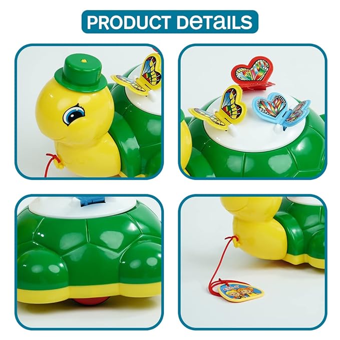 Wembley Turtle Butterfly Pull Along Toy Multicolor