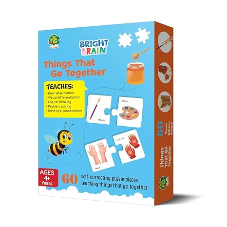 The Book Tree Bright Brain Things That Go Together 60 (30 Sets) Piece Jigsaw Puzzle for Preschoolers