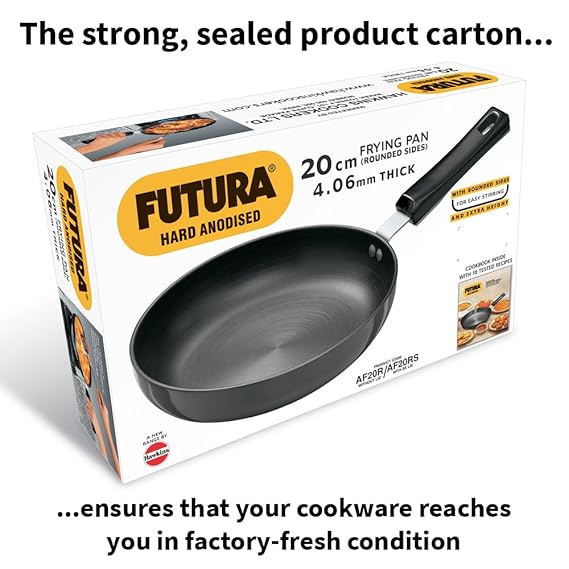 Hawkins Futura 22 cm Frying Pan Hard Anodised Fry Pan with Stainless Steel Lid