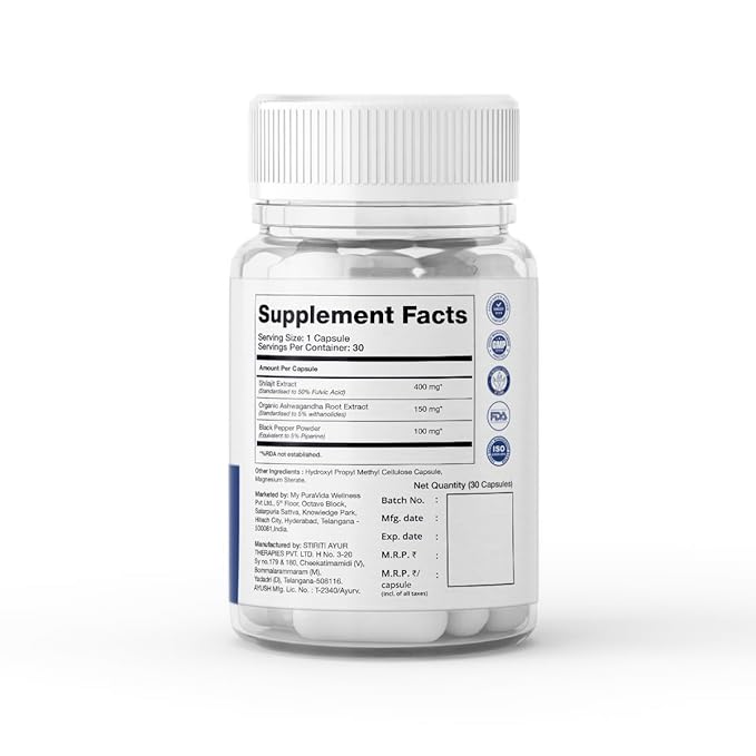 For Men Shilajit and Ashwagandha Tablets - 30 tabs