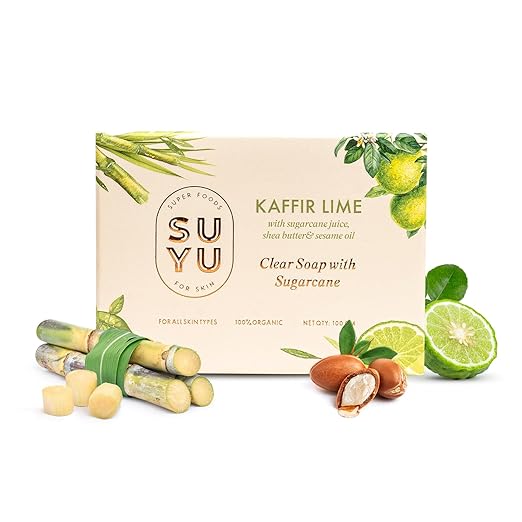 Suyu Kaffir Lime Clear Soaps For Bath Organic Bath Soap For Women & Men - 100 gms