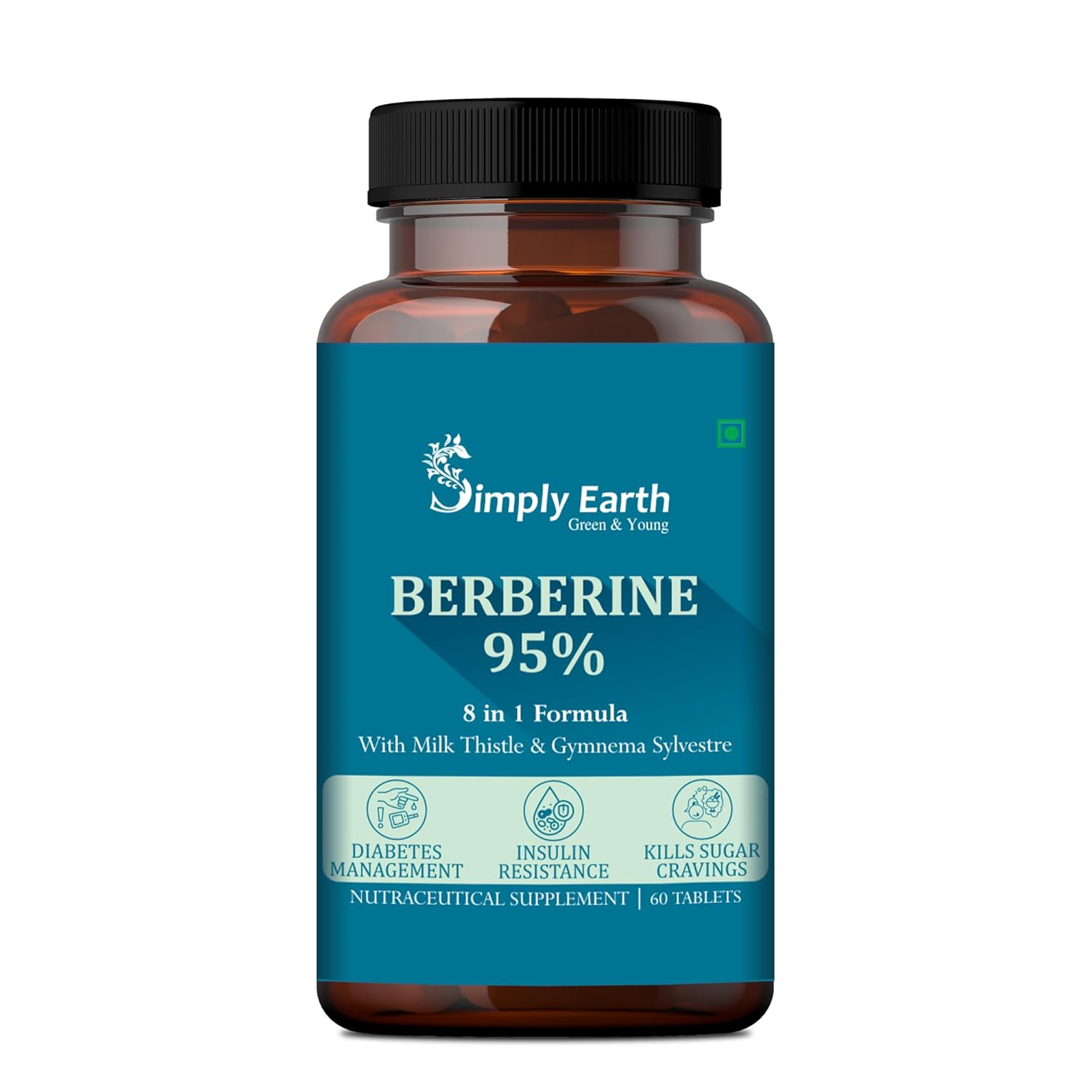 Simply Earth Berberis Berberine 95% (500mg) with Milk Thistle & Cinnamon, Turmeric & Black Pepper - For Optimal Health | Berberine HCL Supplements - 60 Veg Tablets