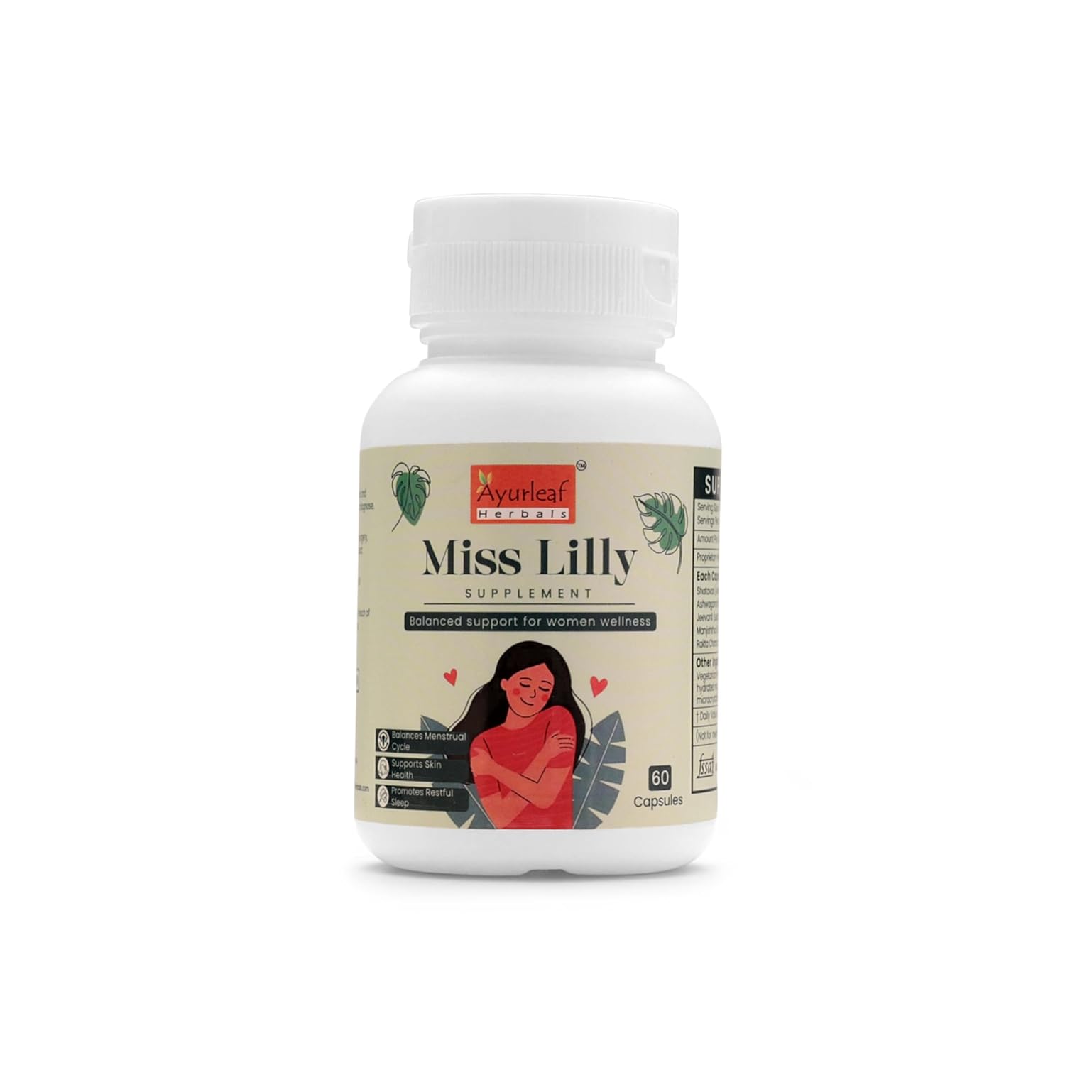 Ayurleaf Herbals - Miss Lilly Extract Blended Capsules 450 Mg | 60 Veggie Capsules for Women