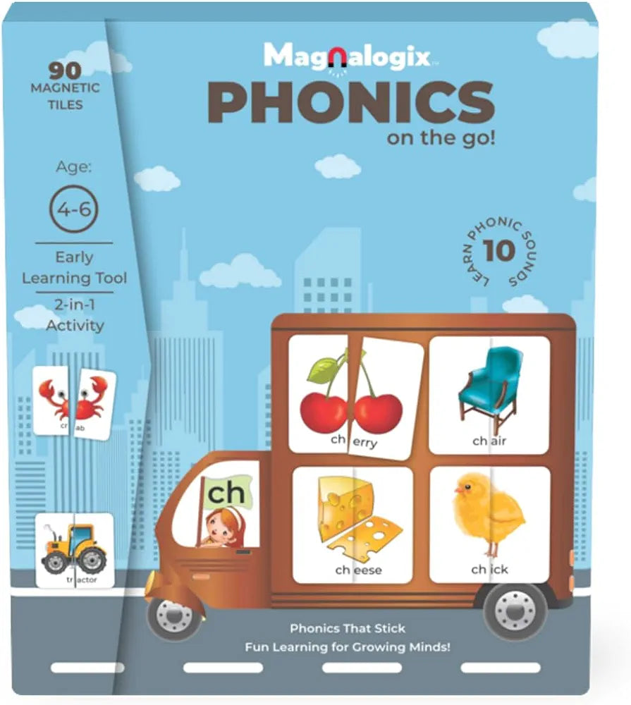 Pelikas Toyz Magnetic Phonics Kit for Kids, Montessori Toys for 4 to 6 Year Old, Gift for Boys Girls - Magnalogix Phonics on The Go !