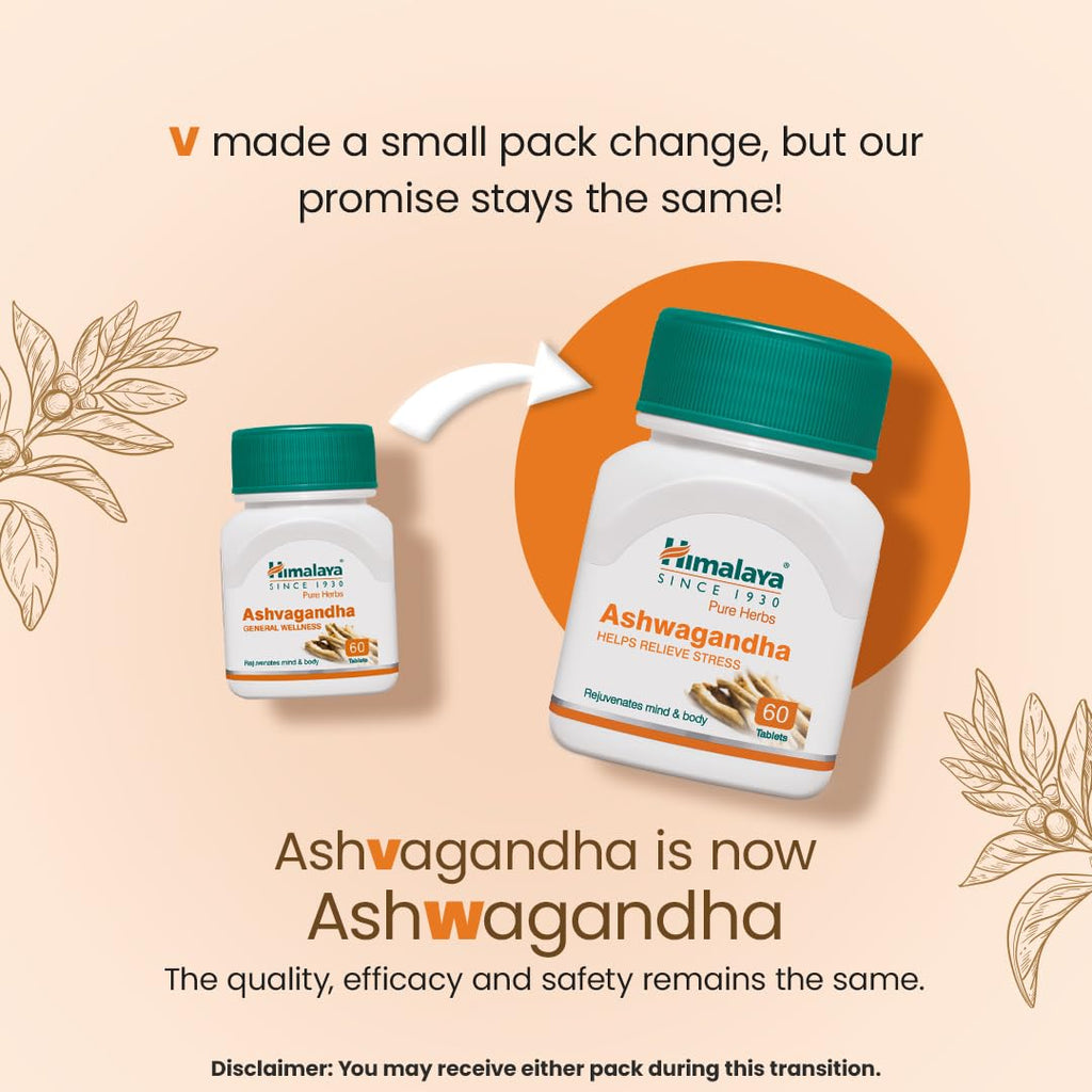 Himalaya Ashvagandha - General Wellness Tablets, 60 Tablets | Stress Relief | Rejuvenates Mind & Body