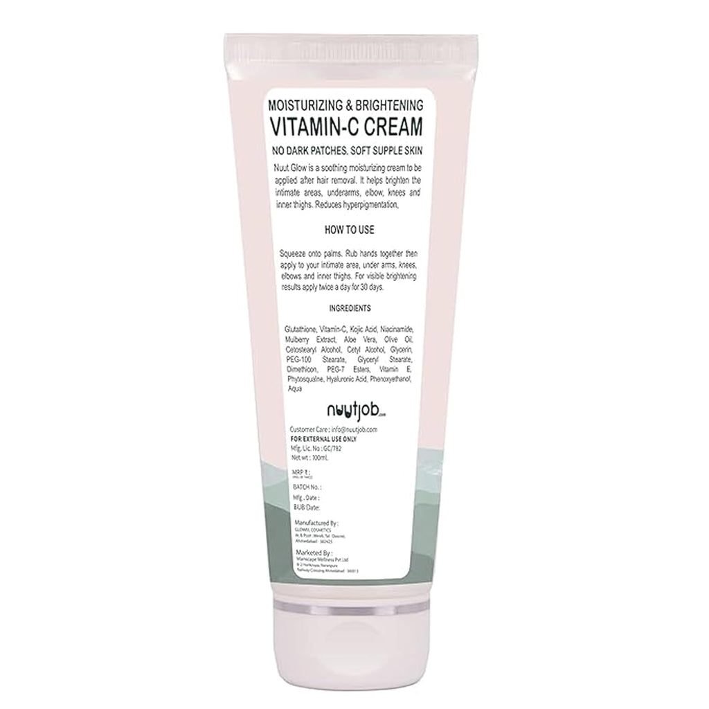 Nuutglow Intimate Brightening Cream with Vitamin C (100ml) | Reduces Dark Patches | For Private Areas, Underarms, Thighs & Knees | Unisex | Softens Skin