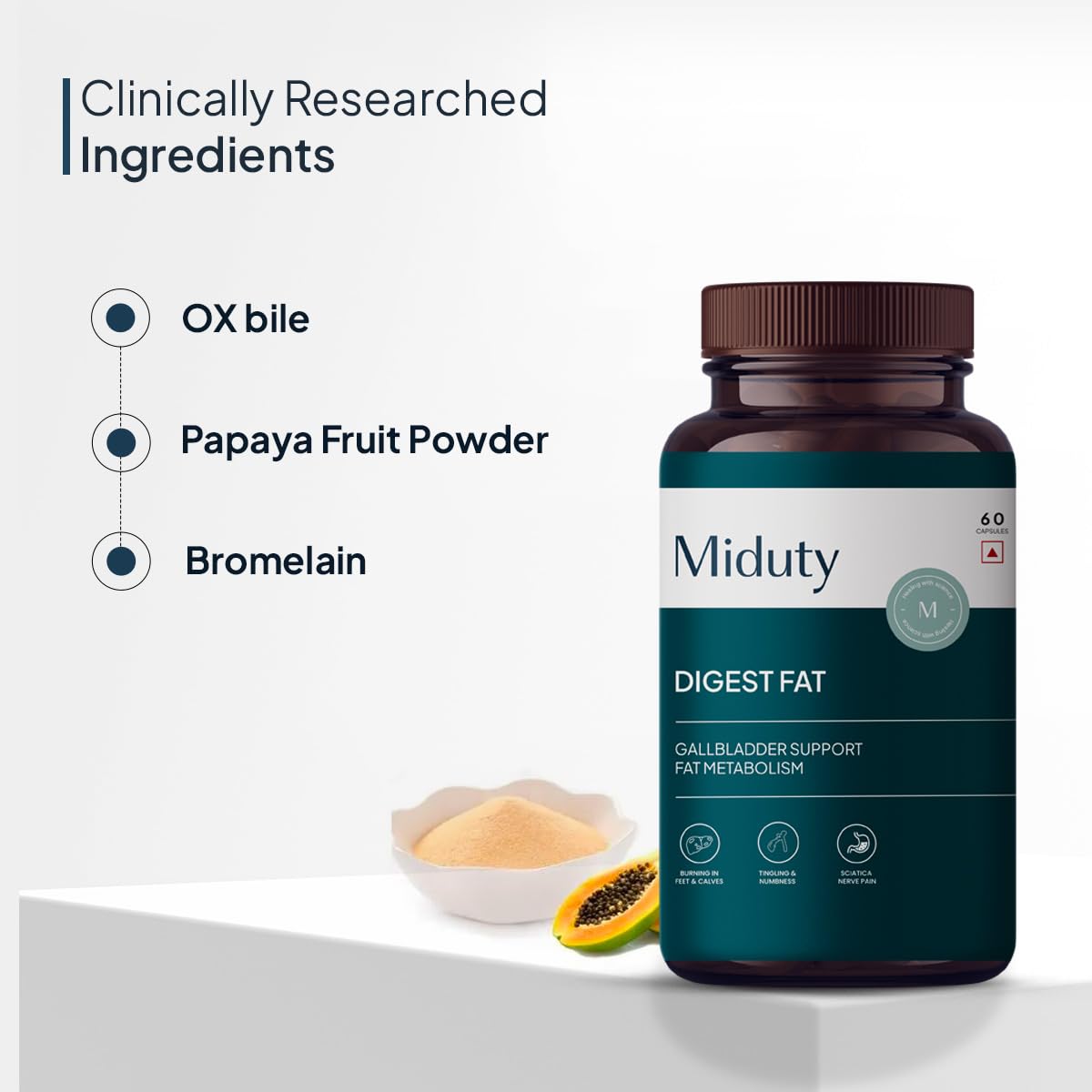 Miduty by Palak Notes Digest Fat Liver Health, Metabolism, Digestion - Fatty Liver Management - Digestive Enzymes - Gut Health Supplements- 60 Capsules