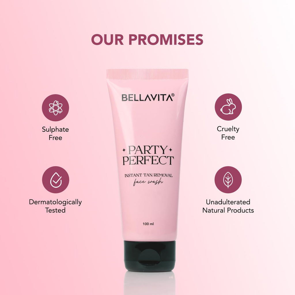 BELLAVITA Party Perfect 2-in-1 Face Wash | Party-Ready Skin | Instant Tan Removal | Instant Brightening | Even Skin Tone | For Men & Women | 100ml