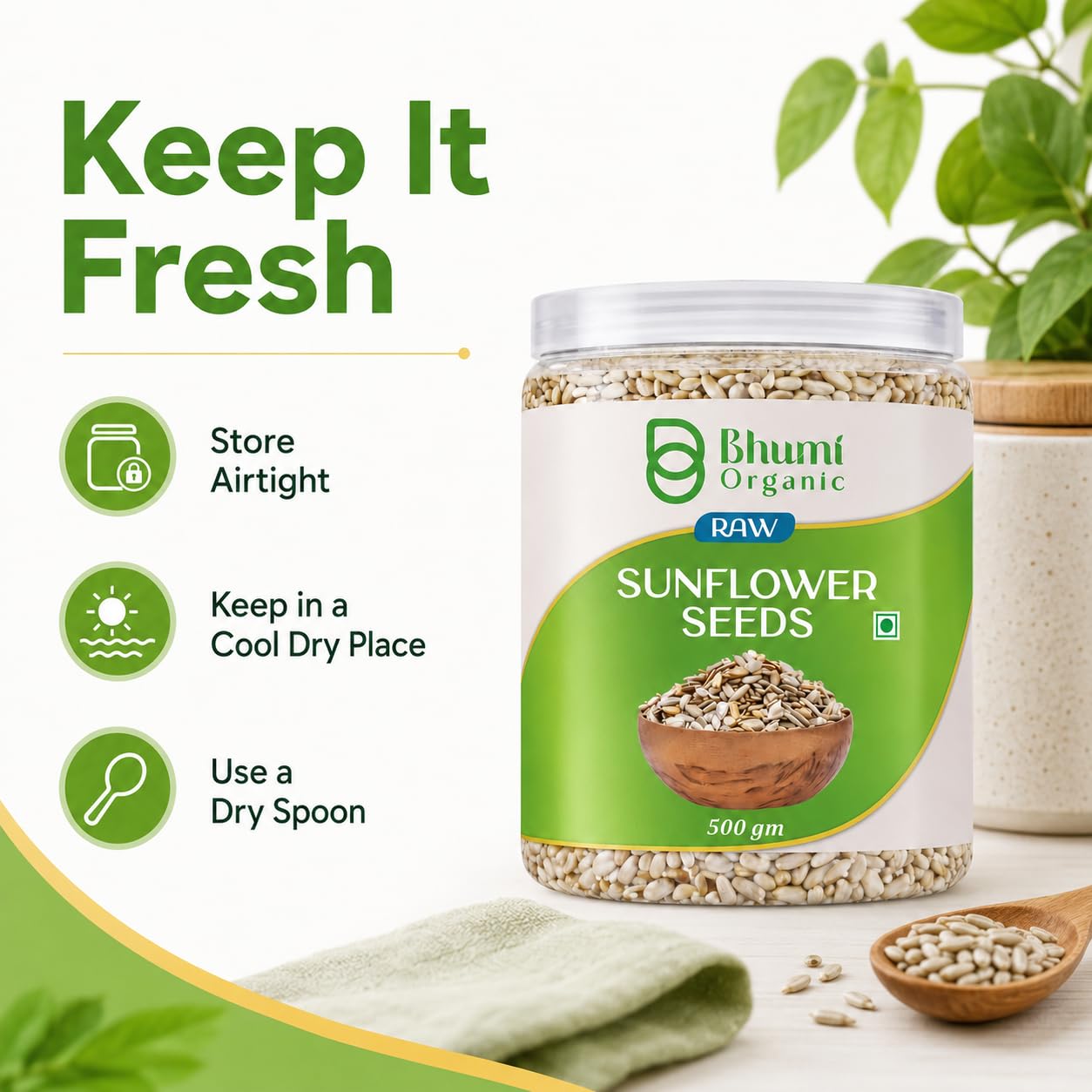 Bhumi Organic Premium Sunflower Seeds – 500GM