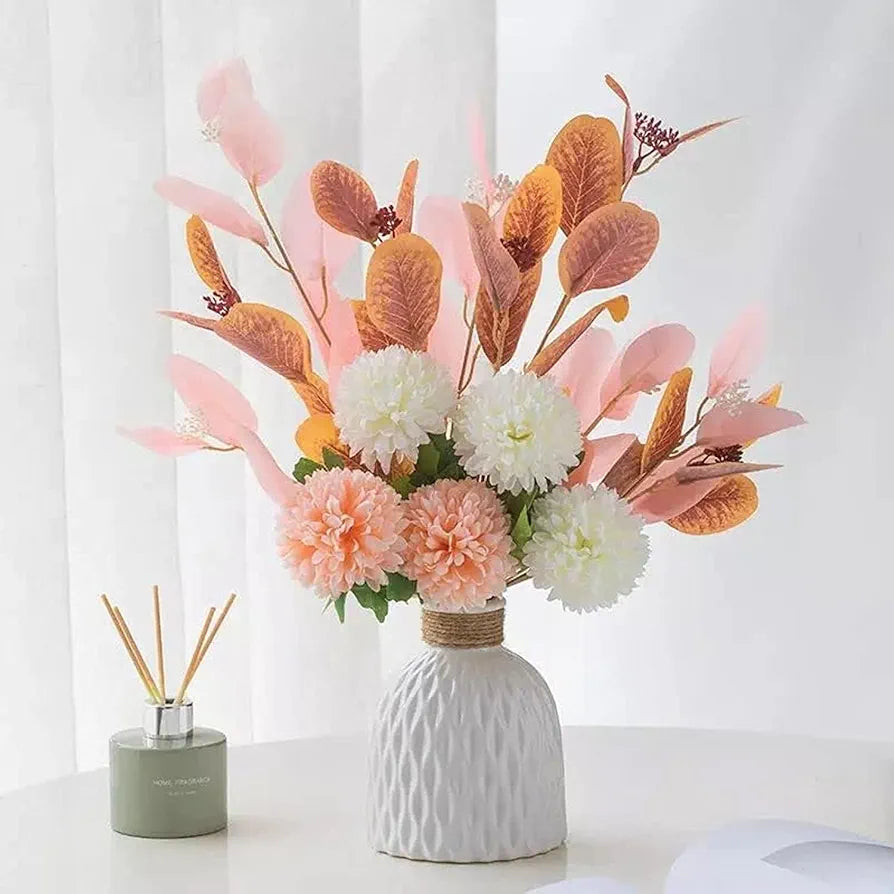 Ceramic Vase and Hand Made Artificial Flowers Bouquet Vase3 Pink