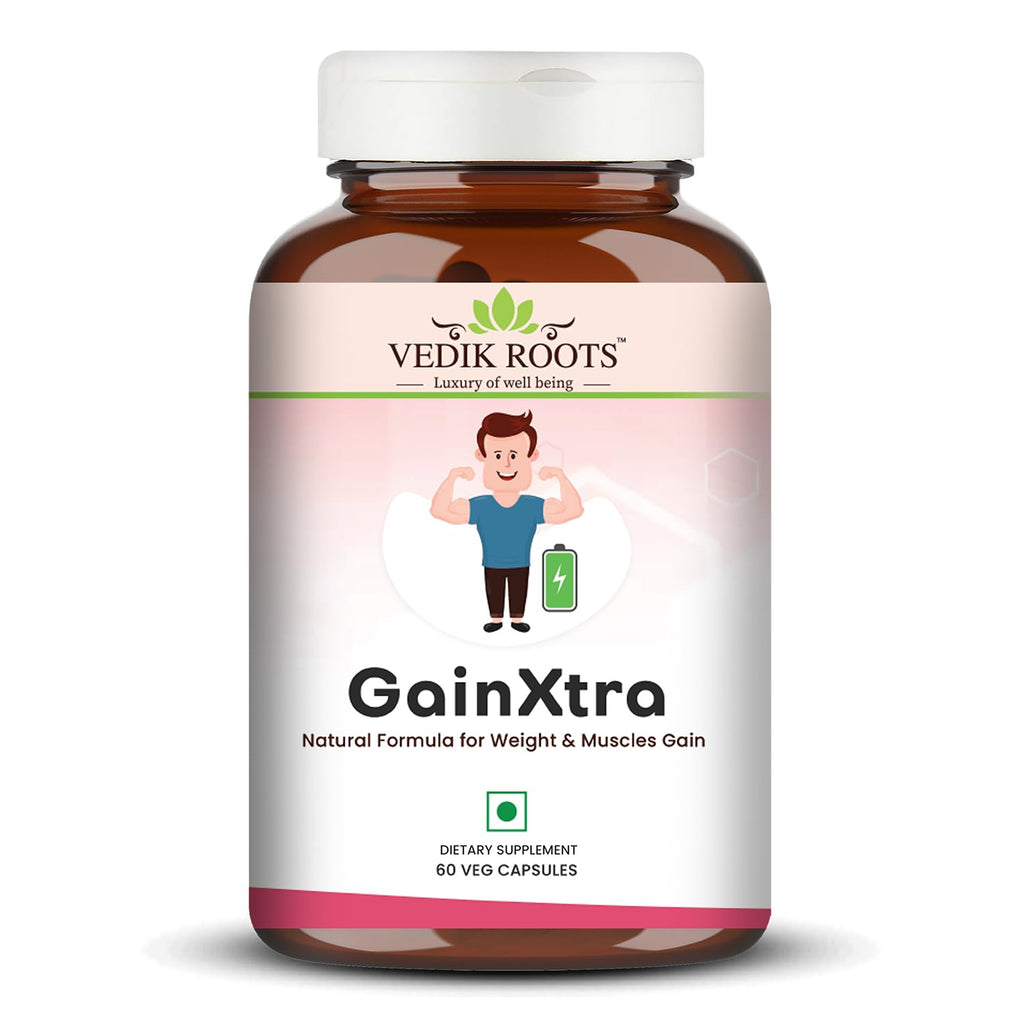GainXtra | Ayurvedic Herbal Supplement | Traditionally Used to Support Strength, Vitality & Obesity | With Healthy Weight Support | 60 Veg Capsules (Pack Of 1)