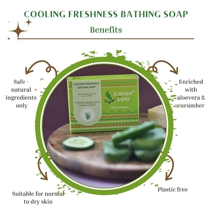 Earthy Sapo Handmade Cooling Freshness Bathing Soap - 100 gms