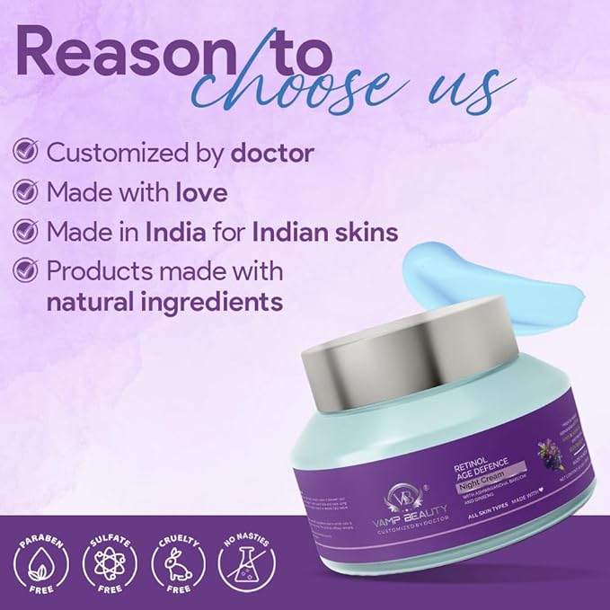 Vamp Beauty Retinol Age Defense Night Cream - 50 Gms