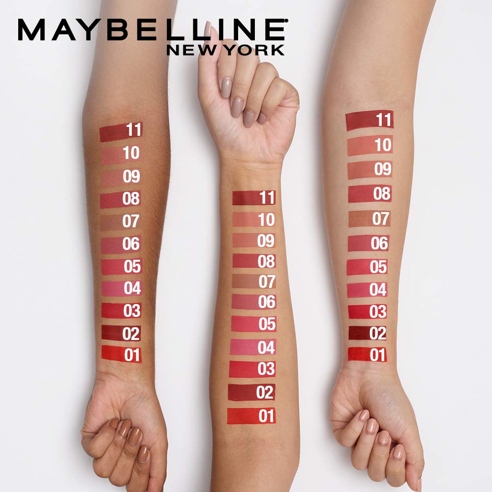 Maybelline New York Sensational Liquid Matte Lipstick, Non-sticky, Non-drying Lipstick, Hassle-Free & Precise Application, Long-lasting Liquid Matte Lipstick - 11 Made Easy|7ml