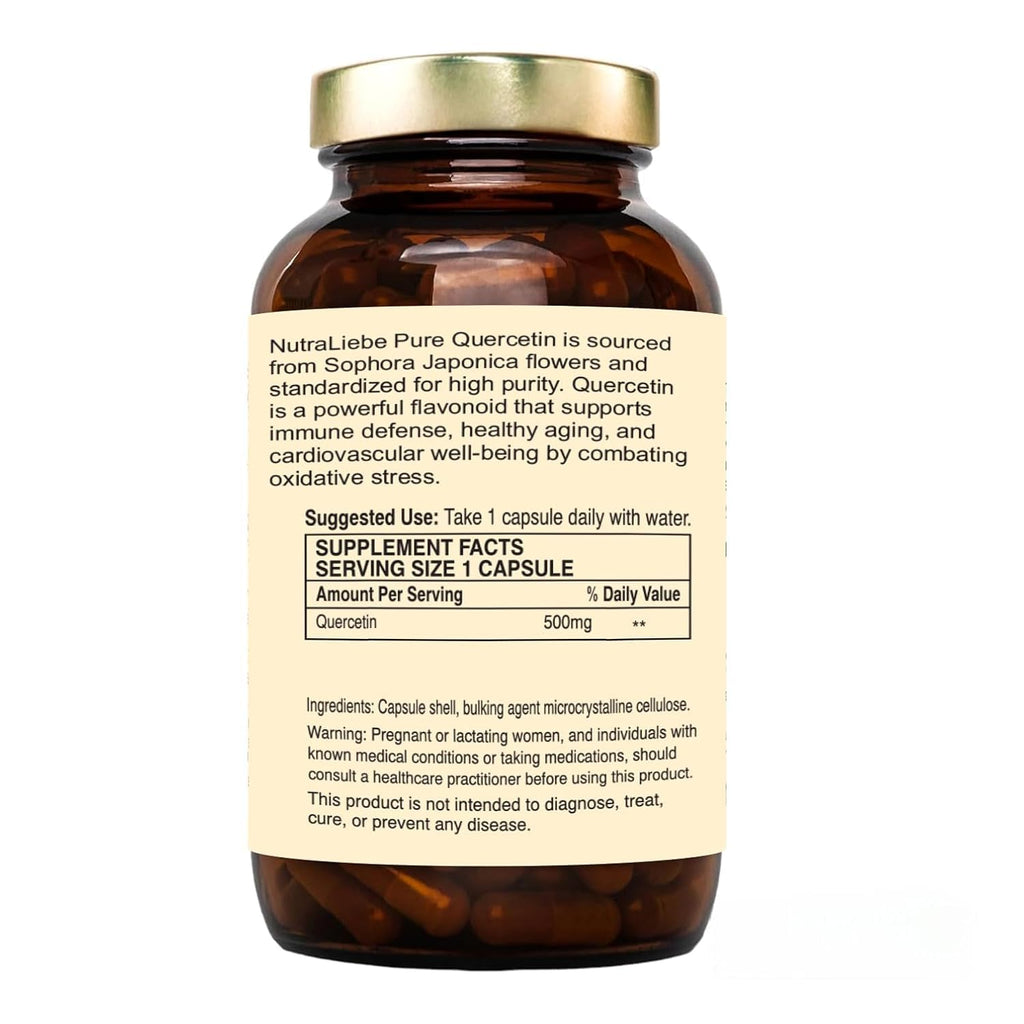 Nutraliebe Ultra-Pure Quercetin 500mg – Ultimate Immune & Shield-90 Caps | [ MAX ABSORPTION ] High Bioavailability Formula