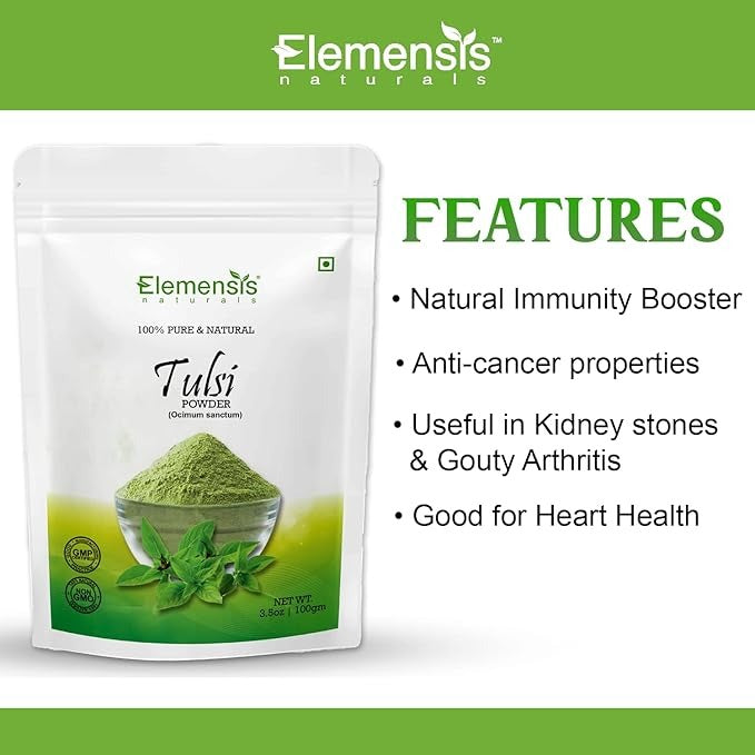 Elemensis Naturals Pure Tulsi Powder for Skin & Hair Treatment - 100 gms