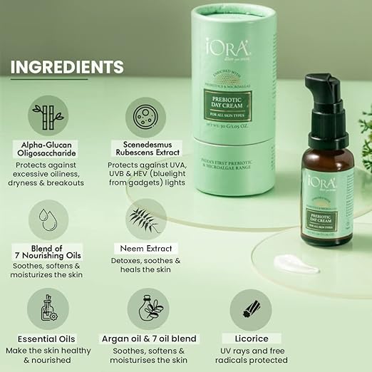Iora Prebiotic Radiance Day Cream with SPF 15 Moisturizer - 30 gms